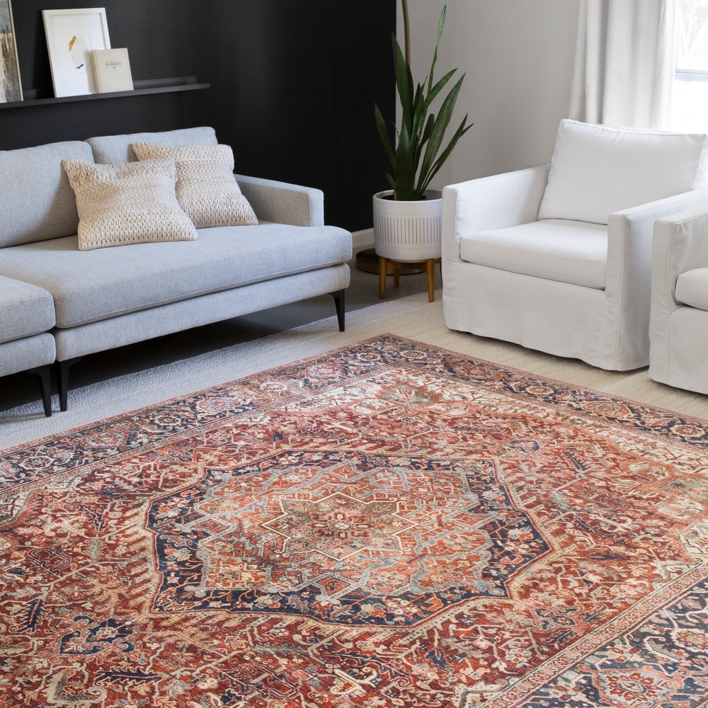 Alexander Home Isabelle Traditional Vintage Border Printed Area Rug