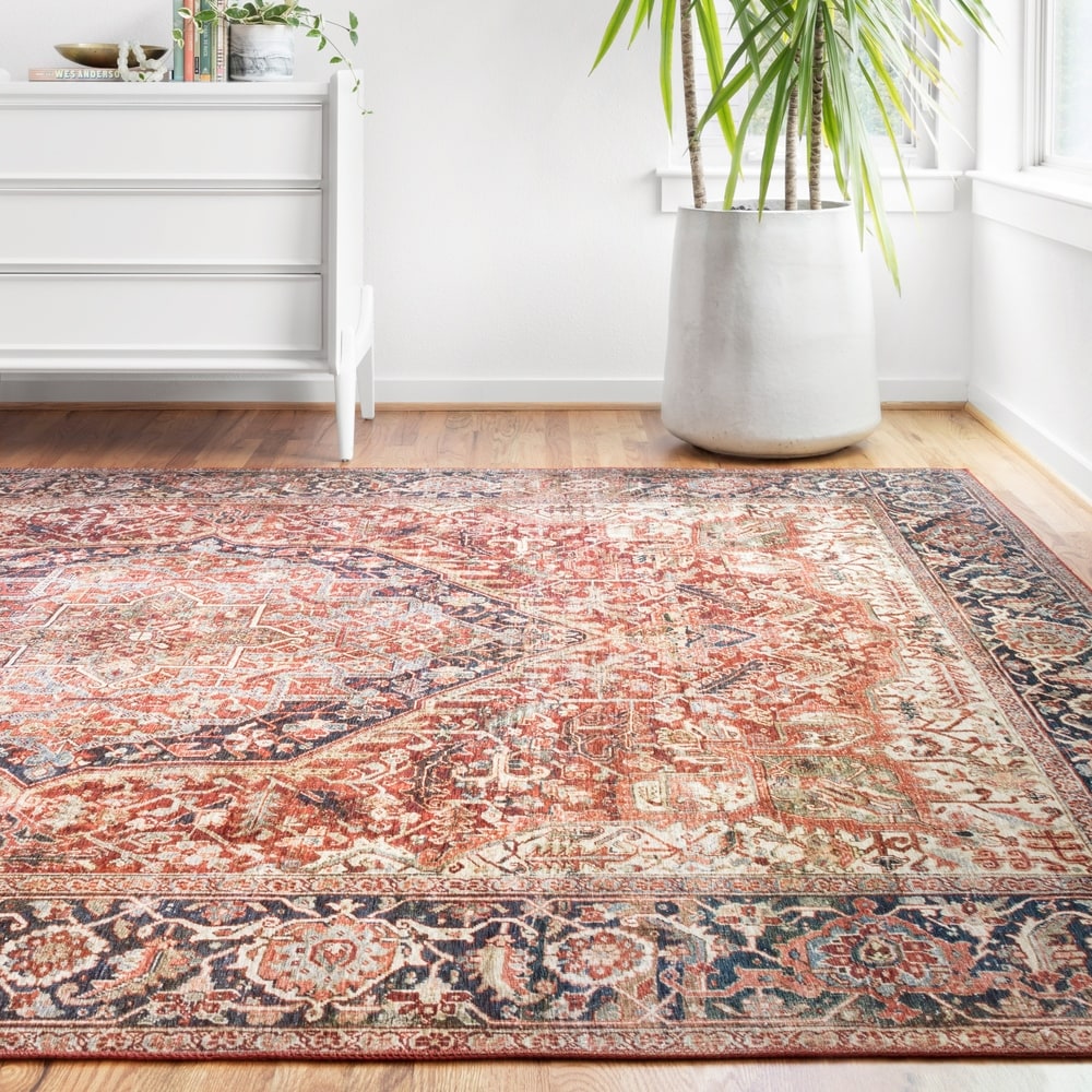 Alexander Home Isabelle Traditional Vintage Border Printed Area Rug