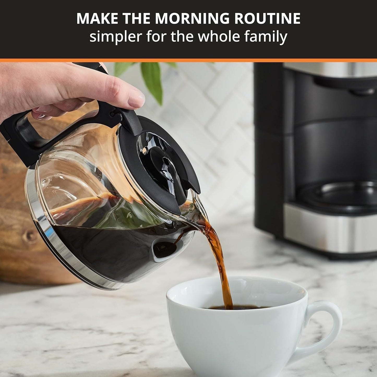 Compact 5-Cup Coffee Maker, Stainless Steel, Pause & Brew, Keep Warm, Reusable Filter, Drip-Free Carafe
