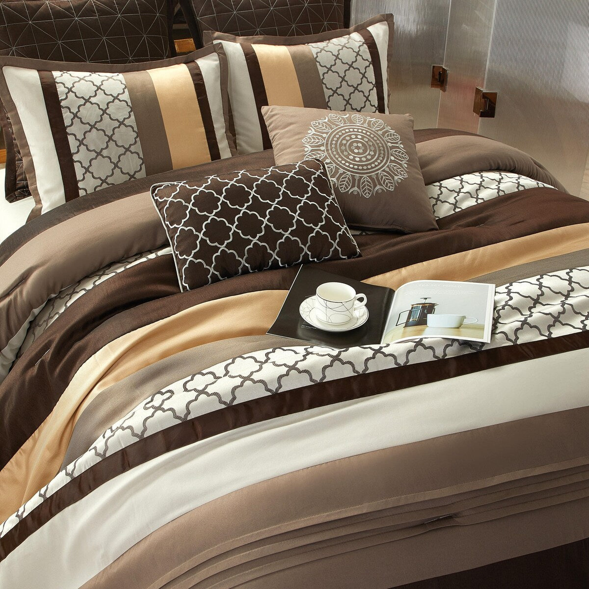 Nanshing Avalon Trellis 8-Piece Moroccan Print Comforter Set