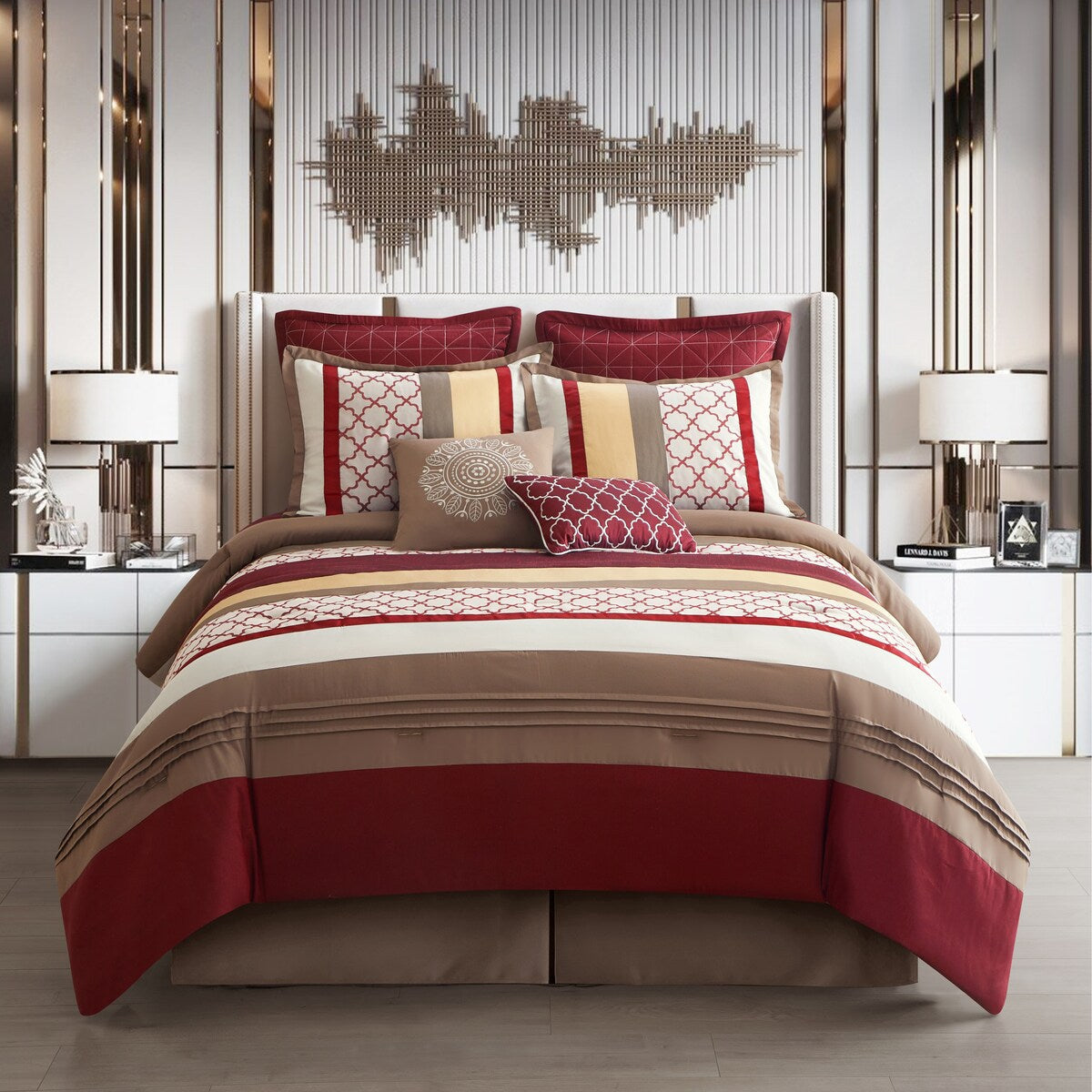 Nanshing Avalon Trellis 8-Piece Moroccan Print Comforter Set