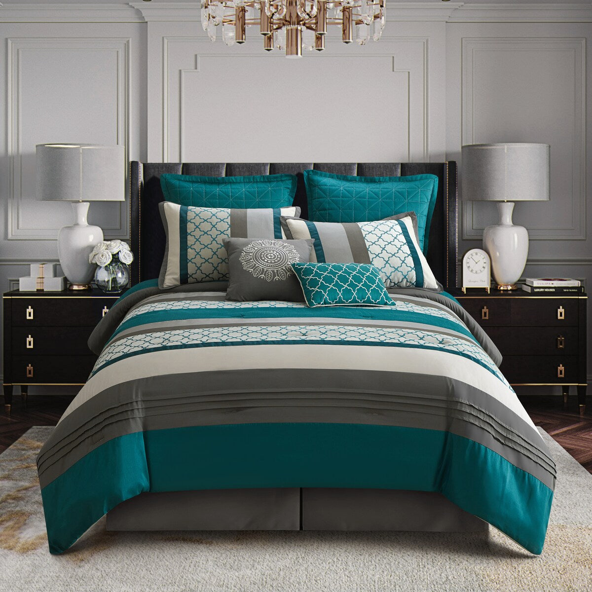 Nanshing Avalon Trellis 8-Piece Moroccan Print Comforter Set