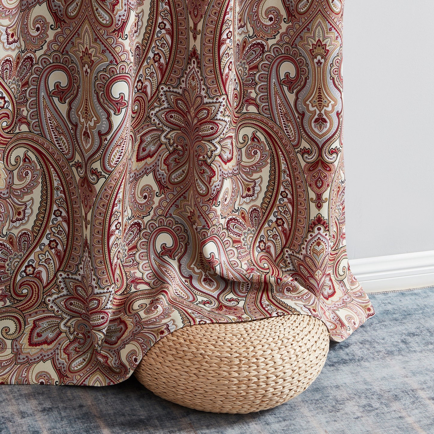 HLC.me Paris Paisley Print Light Reducing Filtering Grommet Window Curtain Panels - Set of 2