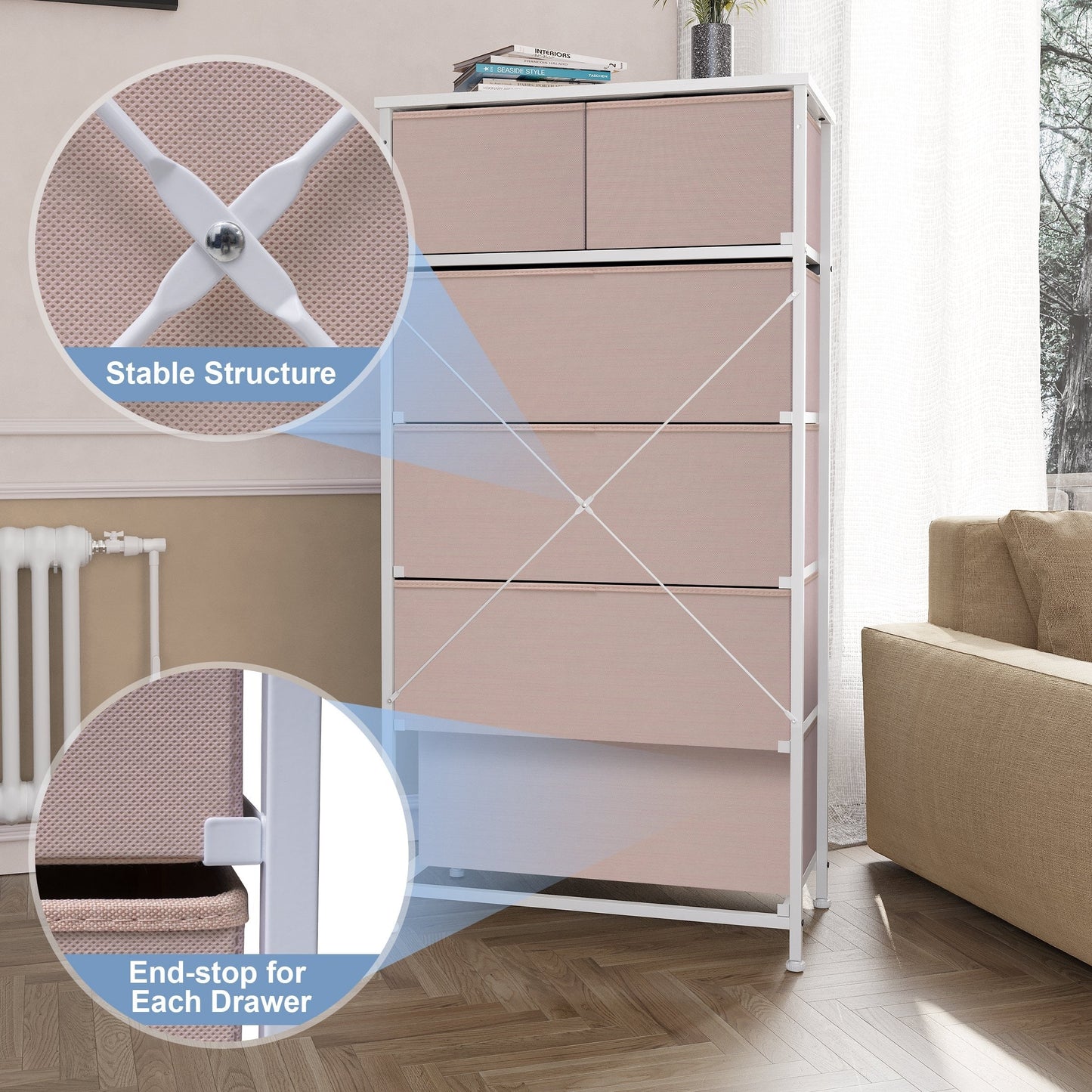 6-drawer Chest Vertical Dresser Storage Tower by Crestlive Products