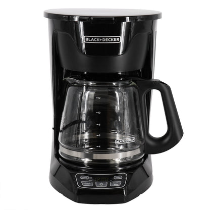 Cafetière programmable Black and Decker 12 tasses avec technologie Vortex, noire