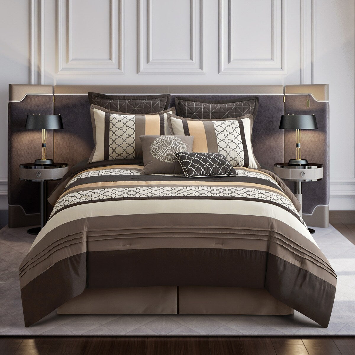 Nanshing Avalon Trellis 8-Piece Moroccan Print Comforter Set