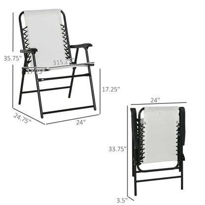 Outsunny Lot de 2 chaises pliantes de jardin, chaises d'extérieur à sangle élastique avec accoudoirs, chaises de jardin portables pour le camping