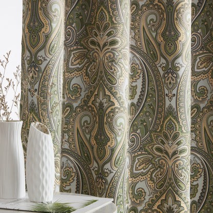 HLC.me Paris Paisley Print Light Reducing Filtering Grommet Window Curtain Panels - Set of 2
