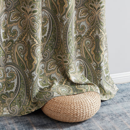 HLC.me Paris Paisley Print Light Reducing Filtering Grommet Window Curtain Panels - Set of 2