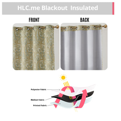 HLC.me Paris Paisley Print Light Reducing Filtering Grommet Window Curtain Panels - Set of 2