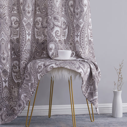 HLC.me Paris Paisley Print Light Reducing Filtering Grommet Window Curtain Panels - Set of 2