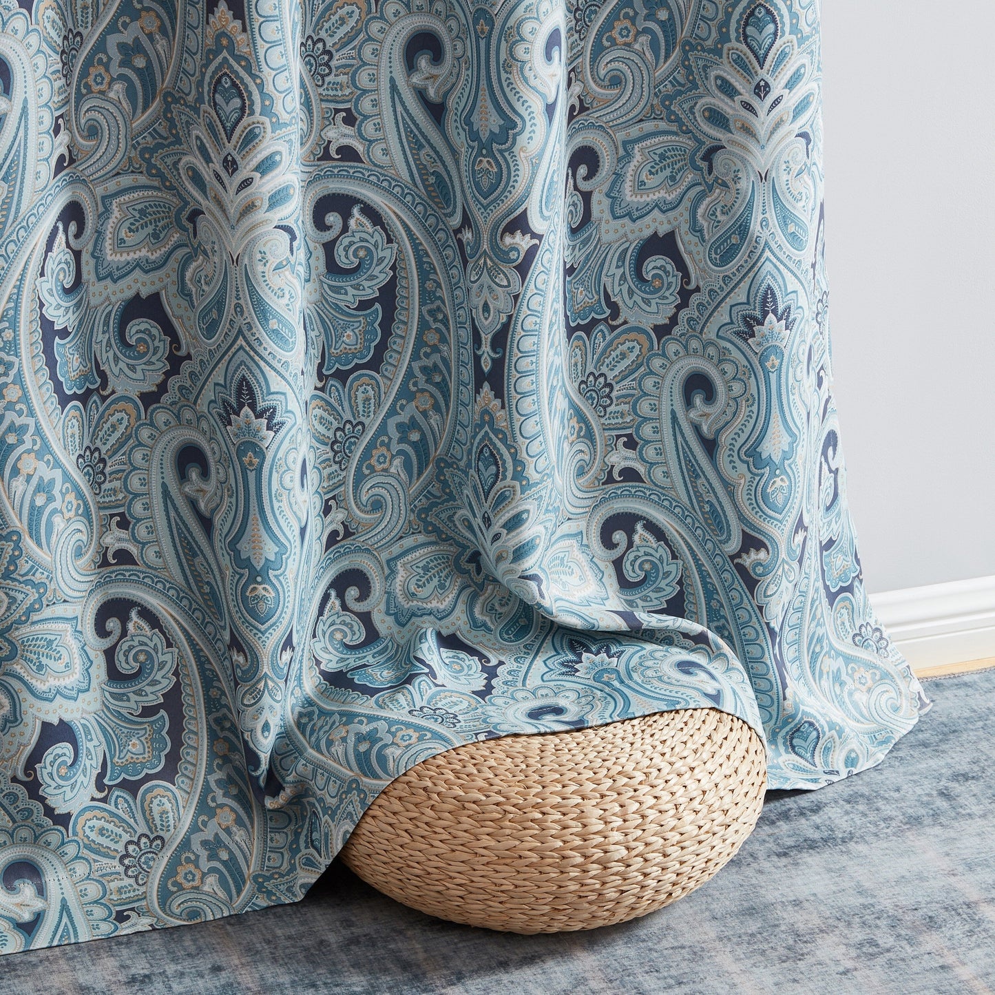 HLC.me Paris Paisley Print Light Reducing Filtering Grommet Window Curtain Panels - Set of 2