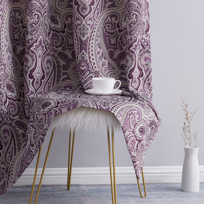 HLC.me Paris Paisley Print Light Reducing Filtering Grommet Window Curtain Panels - Set of 2