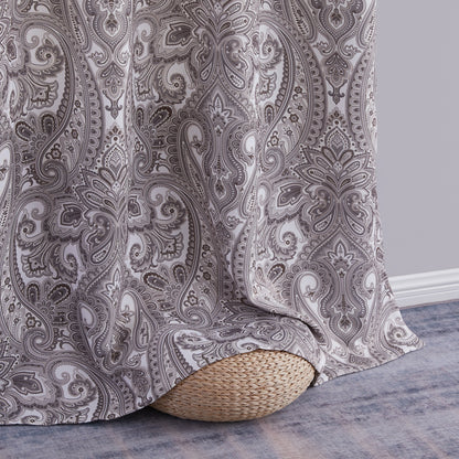 HLC.me Paris Paisley Print Light Reducing Filtering Grommet Window Curtain Panels - Set of 2